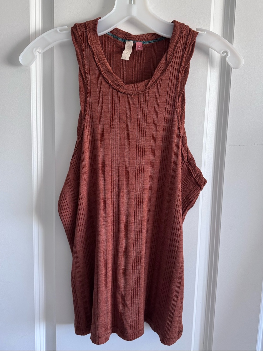 Anthropologie Pilcro racerback tank top in a terracotta rust color - Picture 3 of 8